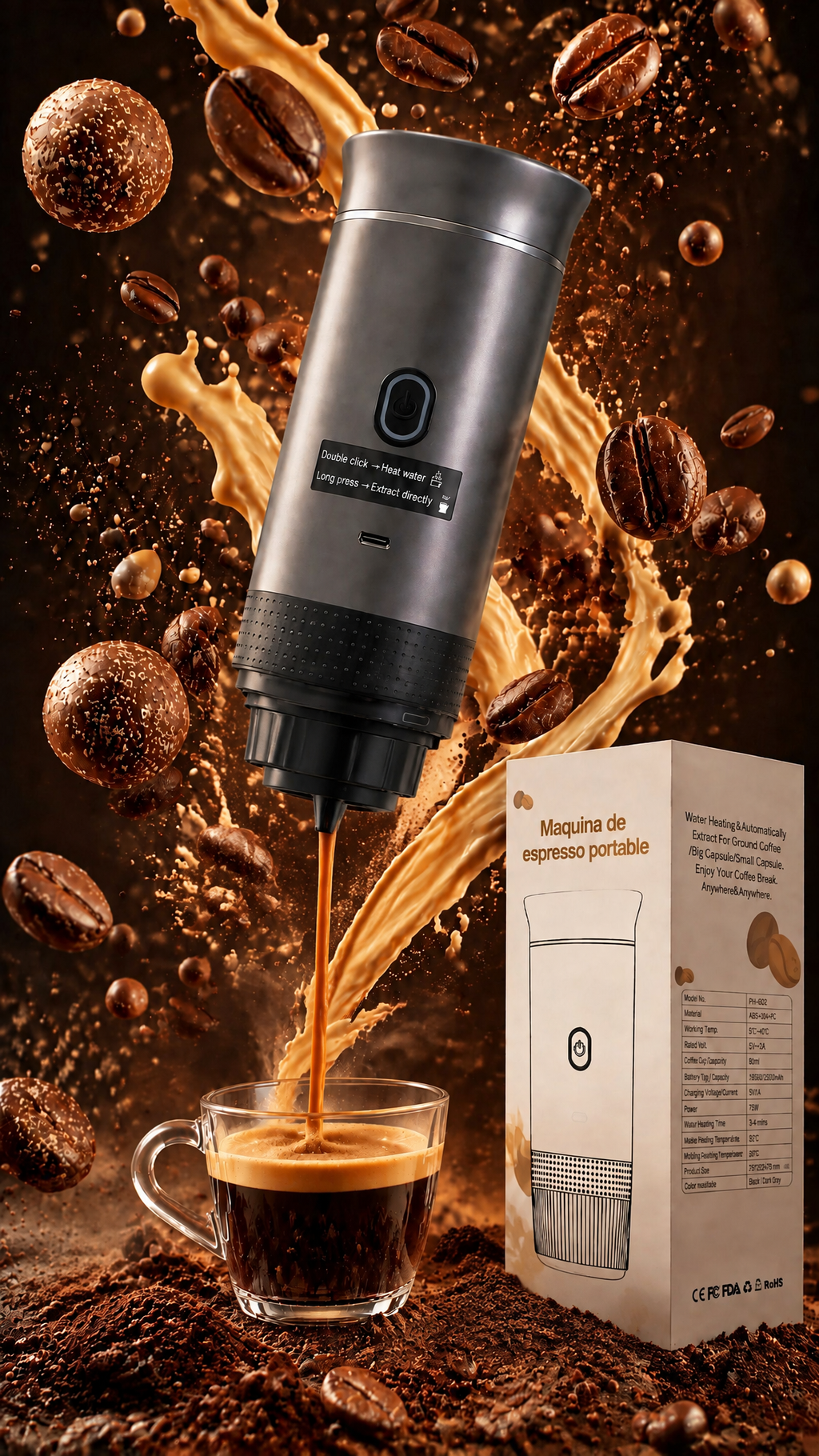 Caffio™ Maquina de Café Portátil 3 en 1 | Tu café favorito. Donde quieras. Cuando quieras.